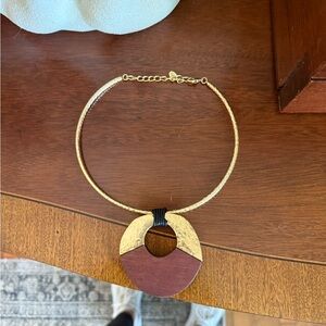 Zara Gold and Brown Geometric Necklace